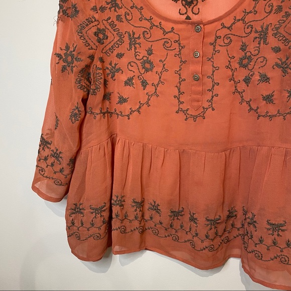 Free People embroidered burnt orange top - Picture 7 of 10